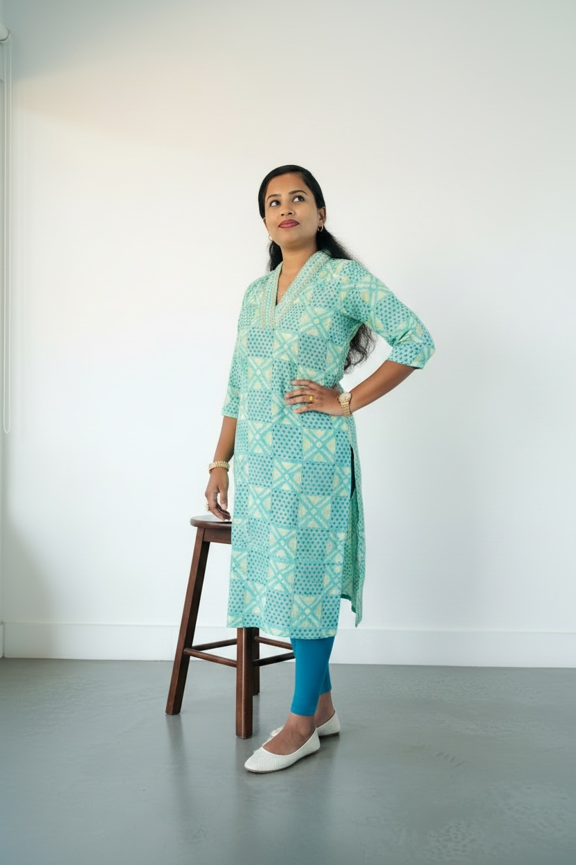 Kurtis - Top Aqua Green