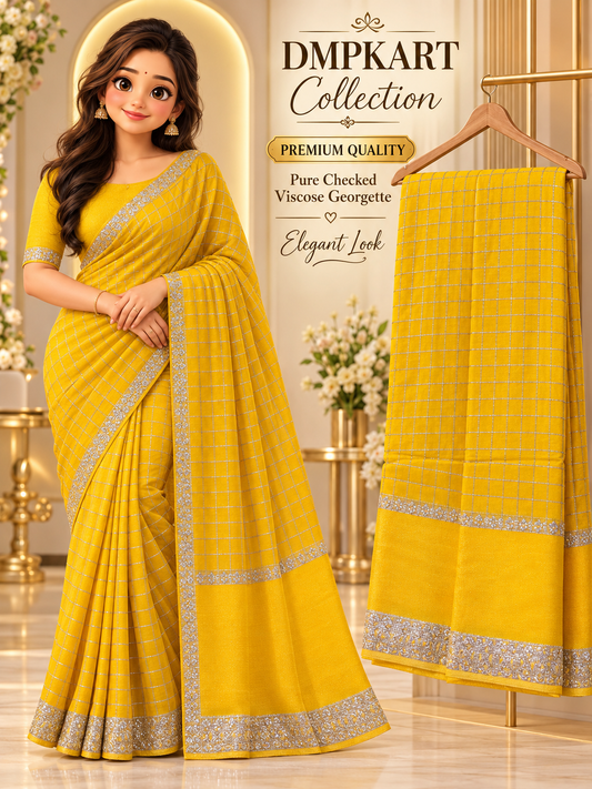 Viscose checked saree
