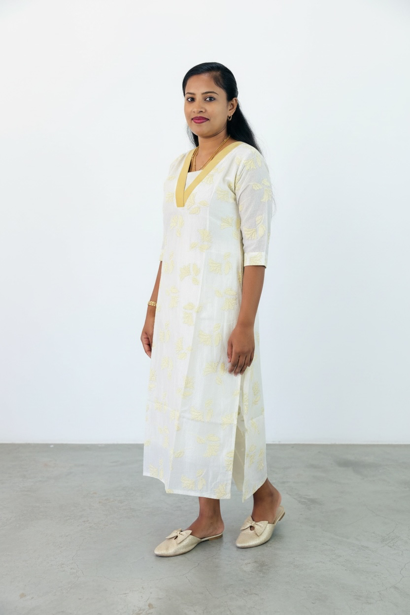 Kurtis - Top White with gold