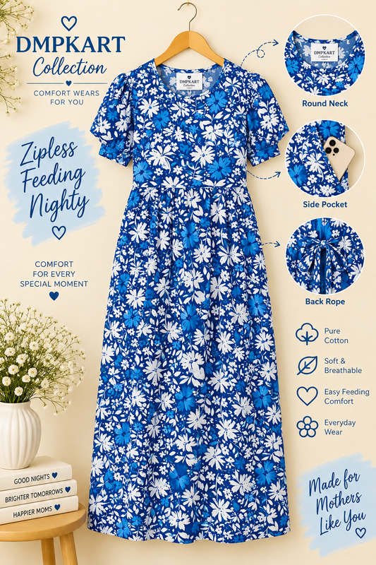 WHITE WITH BLUE - MATERNITY WEAR