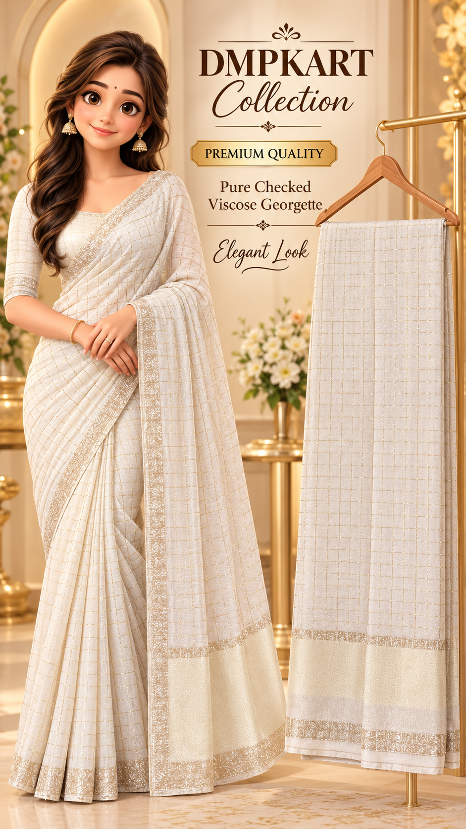 Viscose checked saree