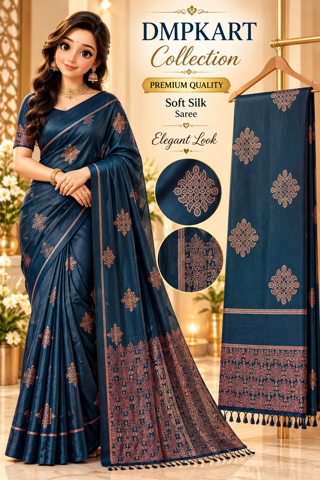 Kollam Soft silk sarees with Zari work