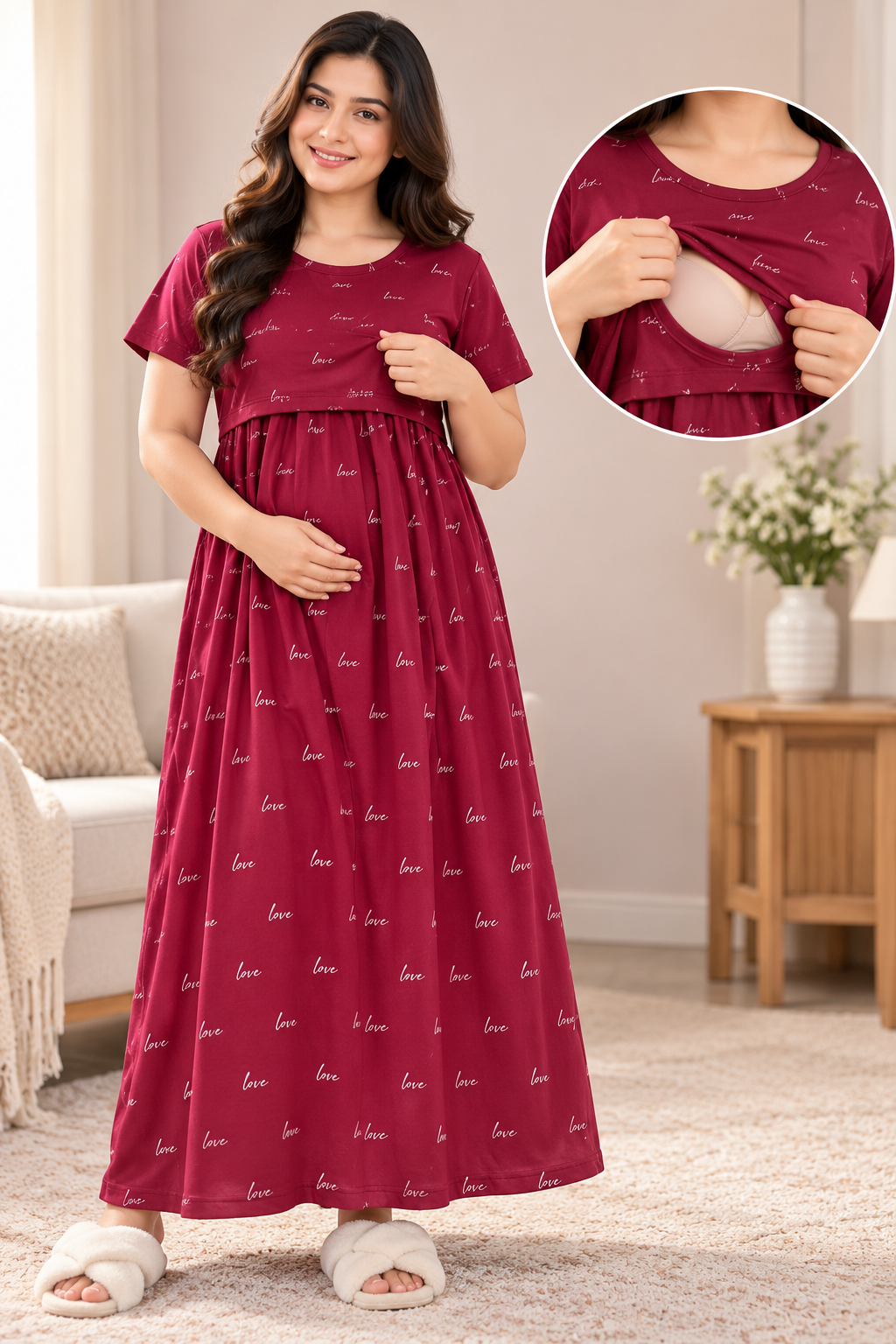 Maroon - Maternity wear