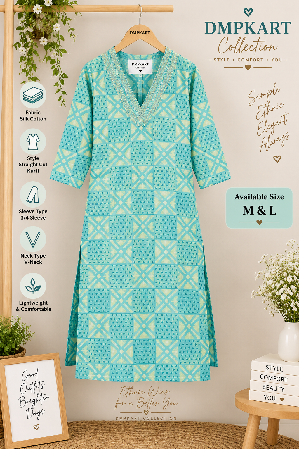 Kurtis - Top Aqua Green