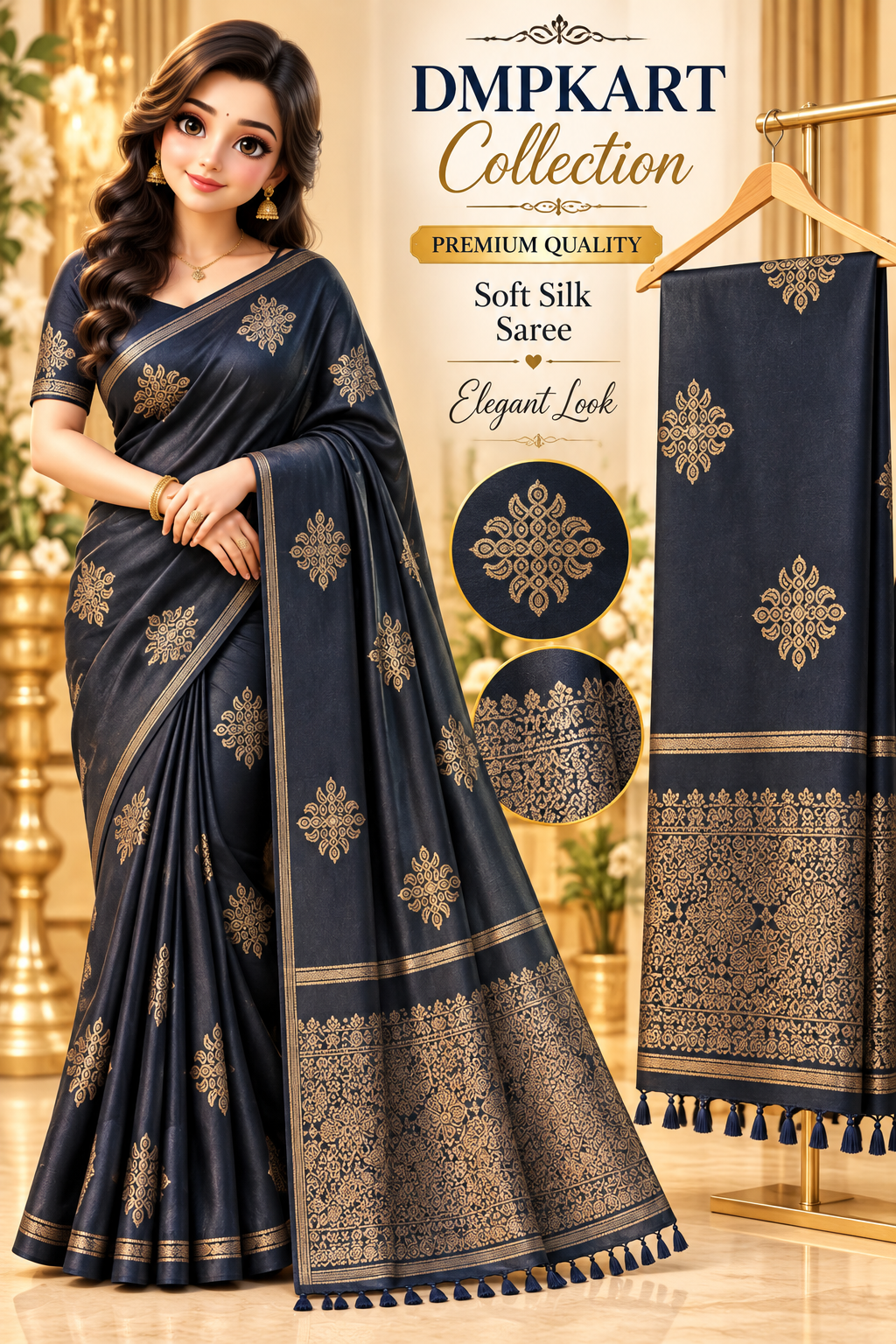 Kollam Soft silk sarees with Zari work