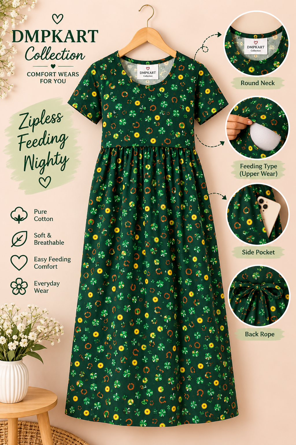 Dark Green - Maternity wear