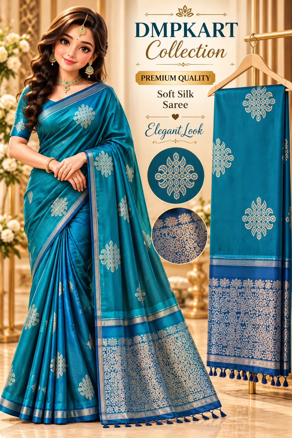 Kollam Soft silk sarees with Zari work