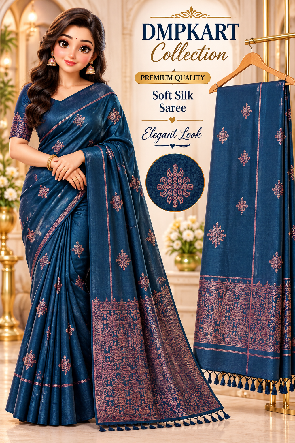 Kollam Soft silk sarees with Zari work