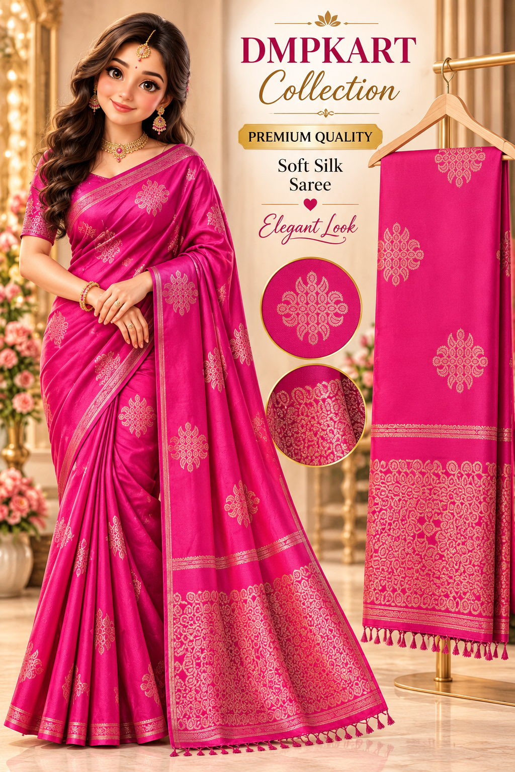 Kollam Soft silk sarees with Zari work