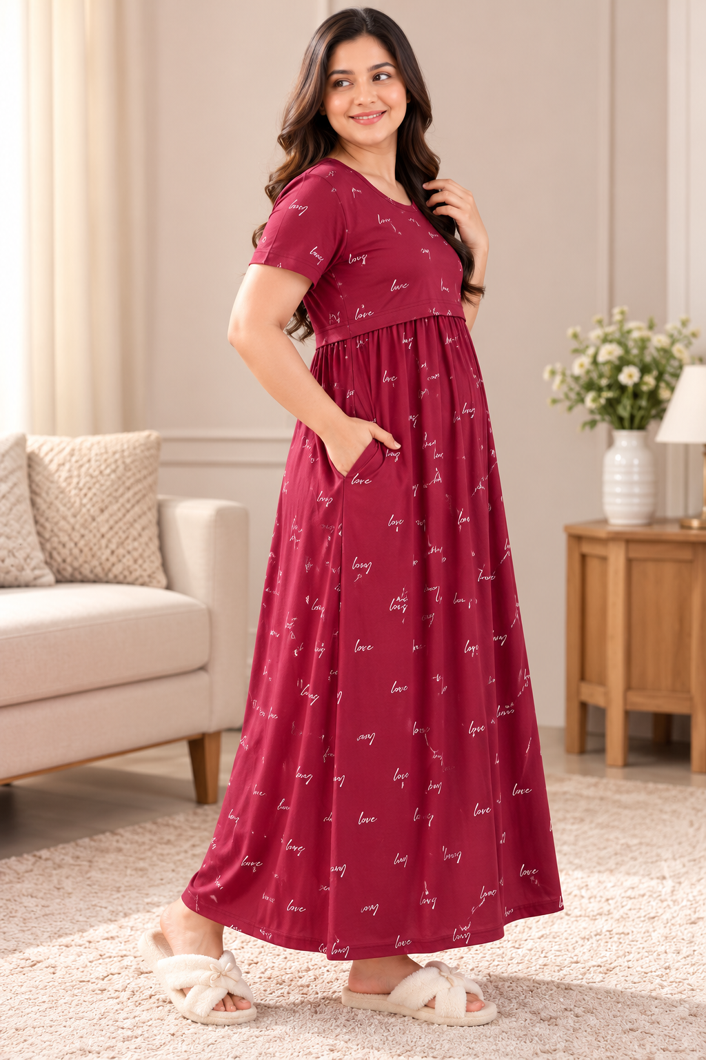 Maroon - Maternity wear