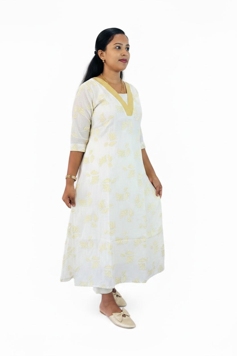 Kurtis - Top White with gold